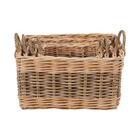 Set of 4 Grey and White Kubu Rattan Rectangular Storage Baskets