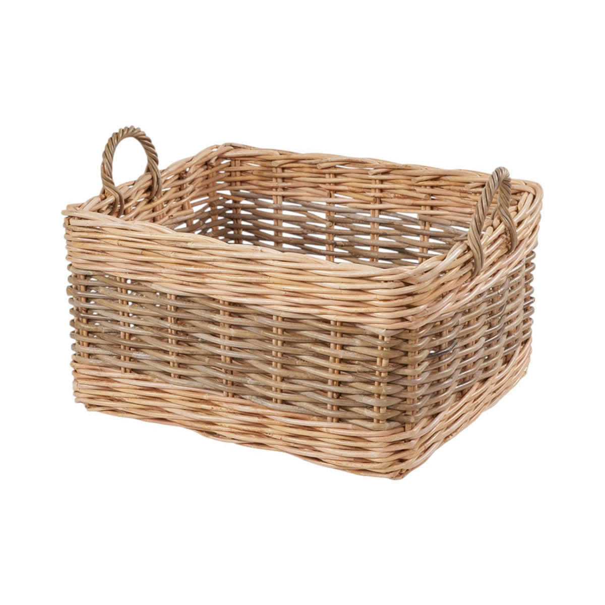 Set of 4 Grey and White Kubu Rattan Rectangular Storage Baskets