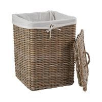 Set of 2 Grey Kubu Rattan Square Linen Baskets