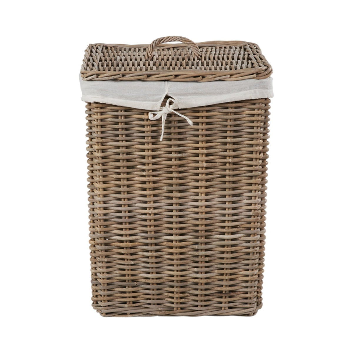 Set of 2 Grey Kubu Rattan Square Linen Baskets