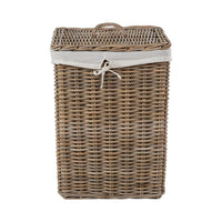 Set of 2 Grey Kubu Rattan Square Linen Baskets
