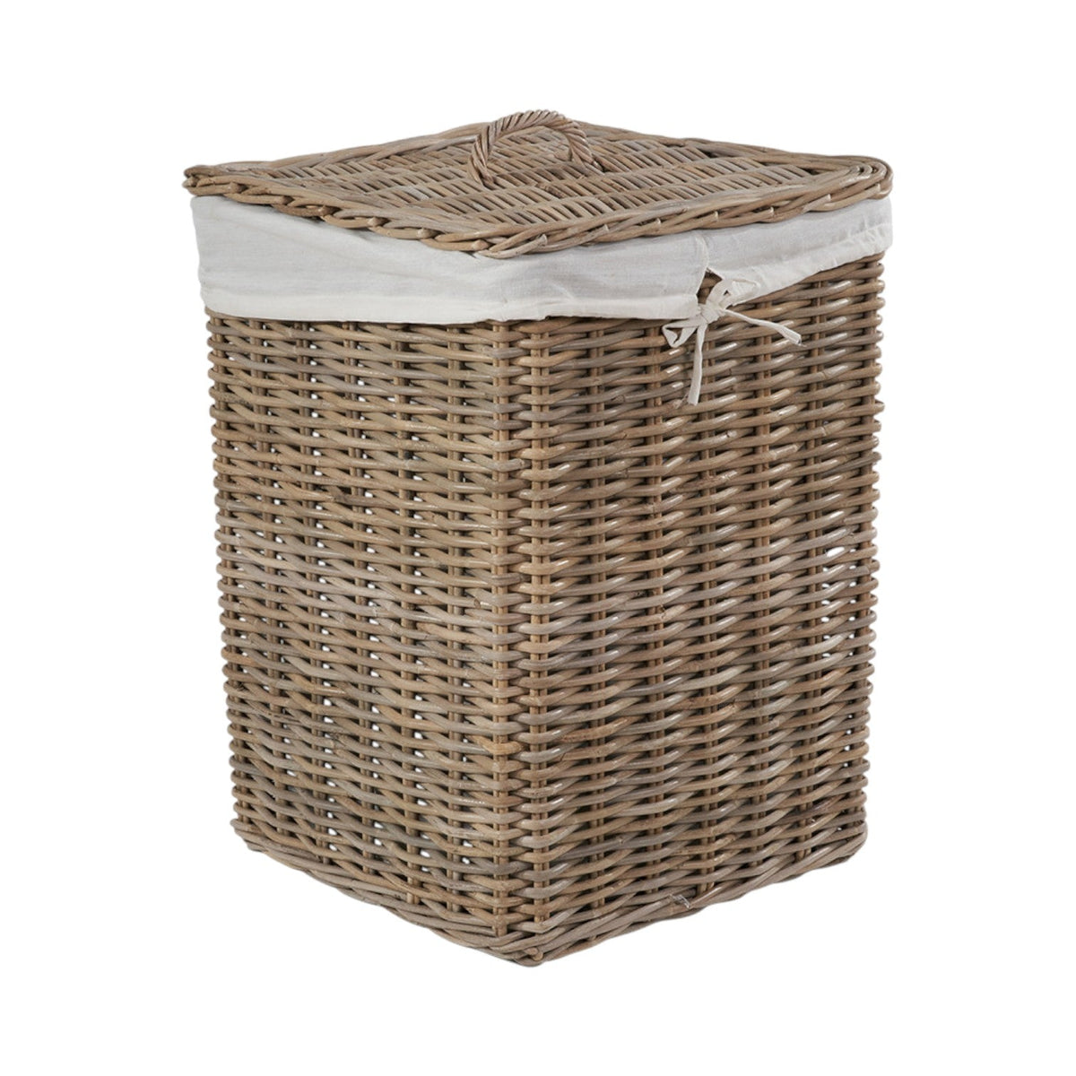 Set of 2 Grey Kubu Rattan Square Linen Baskets