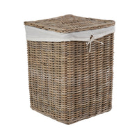 Set of 2 Grey Kubu Rattan Square Linen Baskets