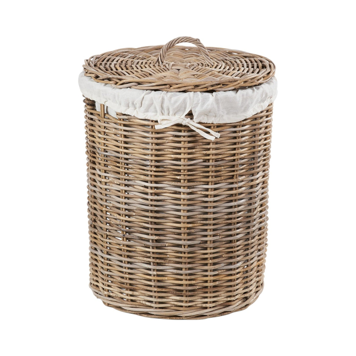 Set of 2 Grey Kubu Rattan Round Linen Baskets