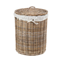 Set of 2 Grey Kubu Rattan Round Linen Baskets