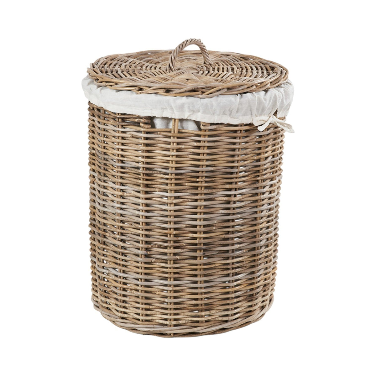 Set of 2 Grey Kubu Rattan Round Linen Baskets