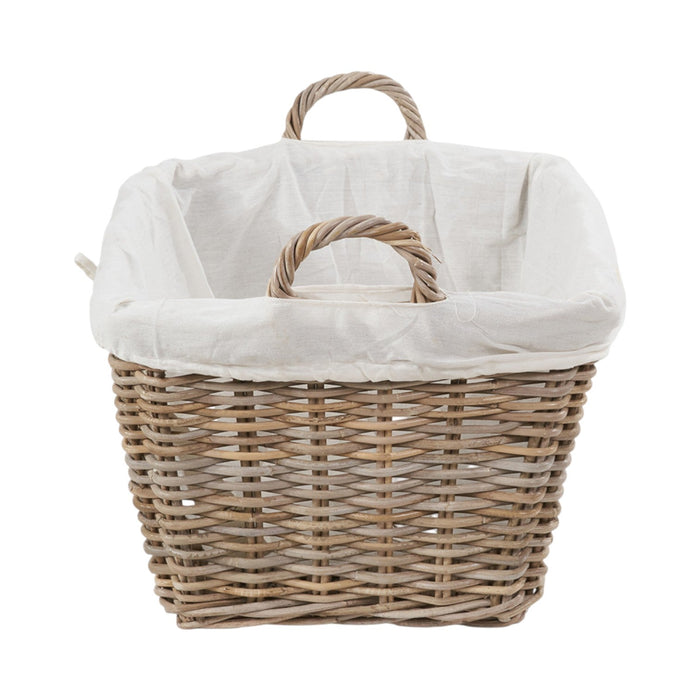 Grey Kubu Rattan Lined Rectangular Basket