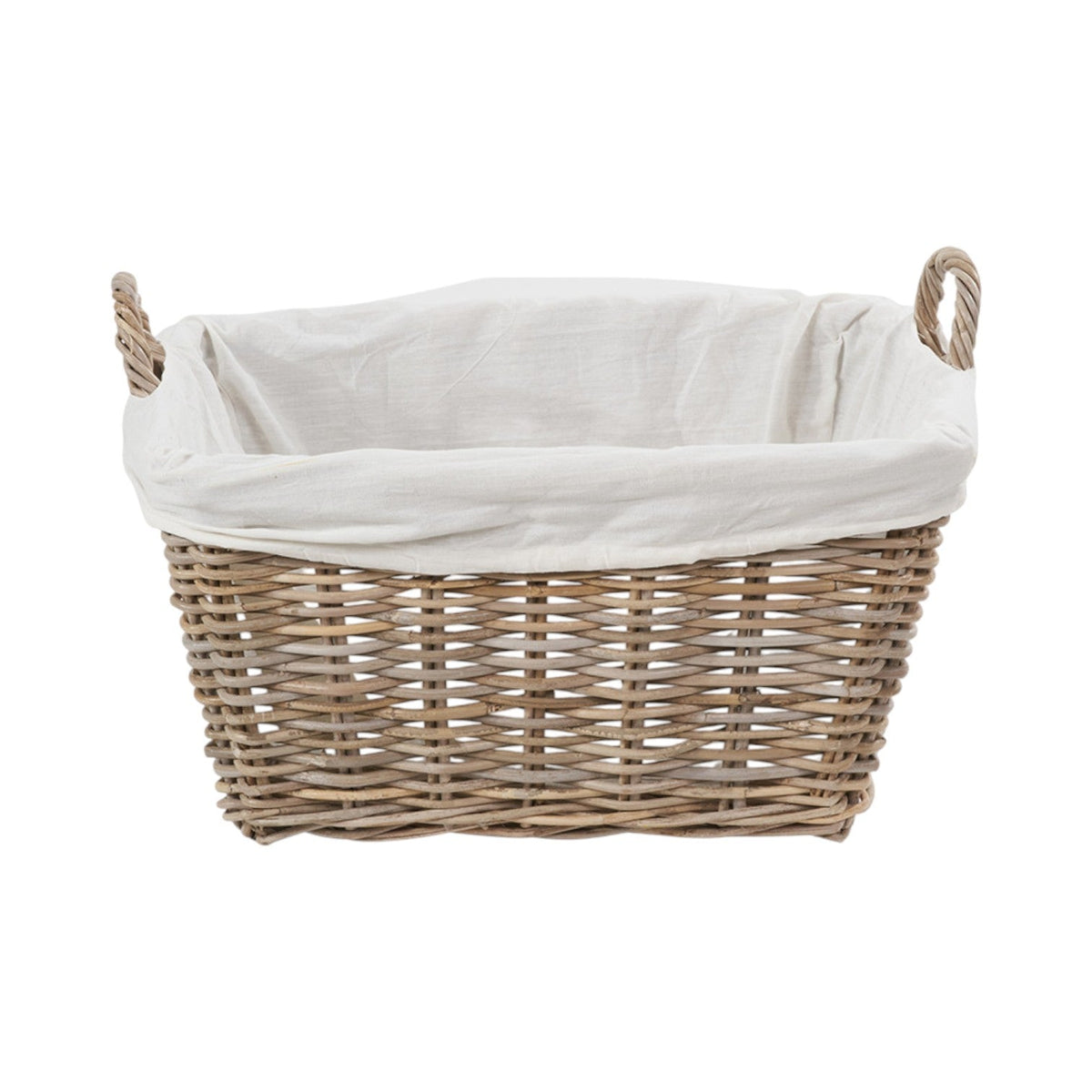Grey Kubu Rattan Lined Rectangular Basket