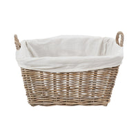Grey Kubu Rattan Lined Rectangular Basket