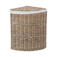 Set of 2 Grey Kubu Rattan Lined Corner Linen Baskets