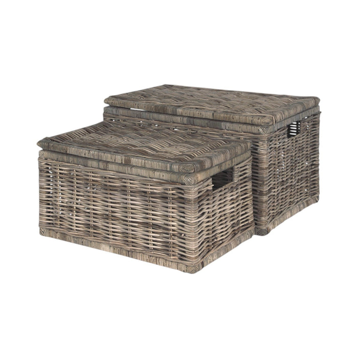 Set of 2 Grey Kubu Rectangular Basket Chests