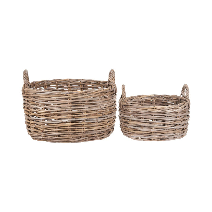 Set of 2 Grey Kubu Oval Baskets