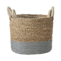 Set of 2 Banana Leaf Two Tone Natural and Grey Baskets