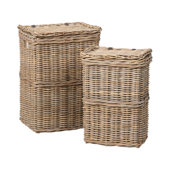 Set of 2 Grey Kubu Rectangular Linen Baskets