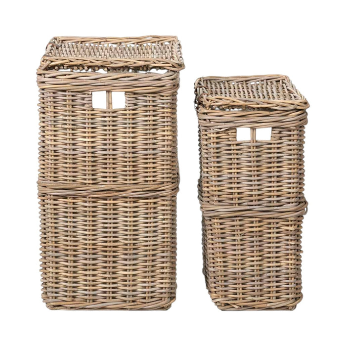 Set of 2 Grey Kubu Rectangular Linen Baskets
