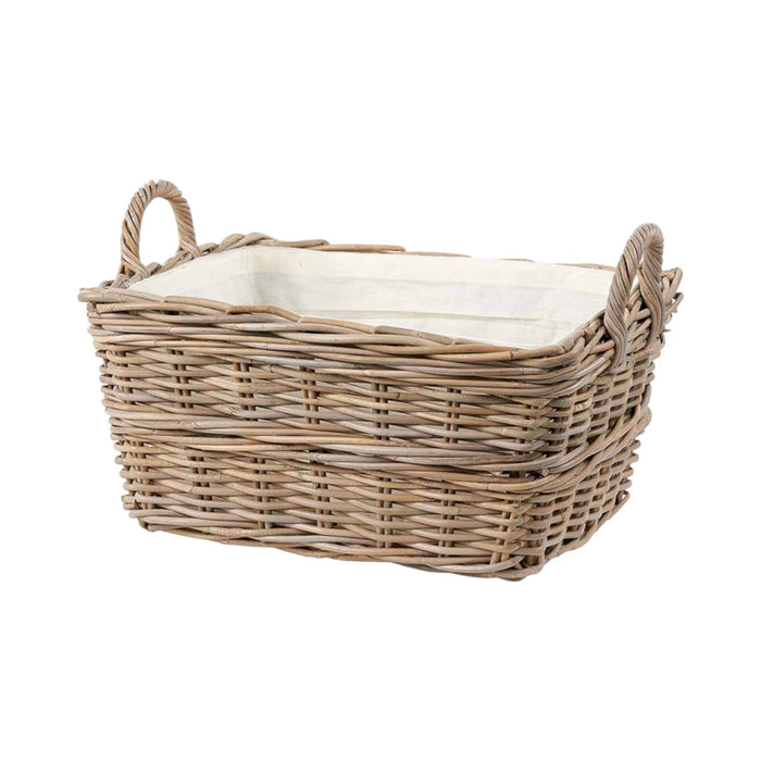 Grey Kubu Rectangular Handled Laundry Basket