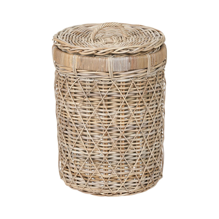 Brown Rattan Round Linen Basket