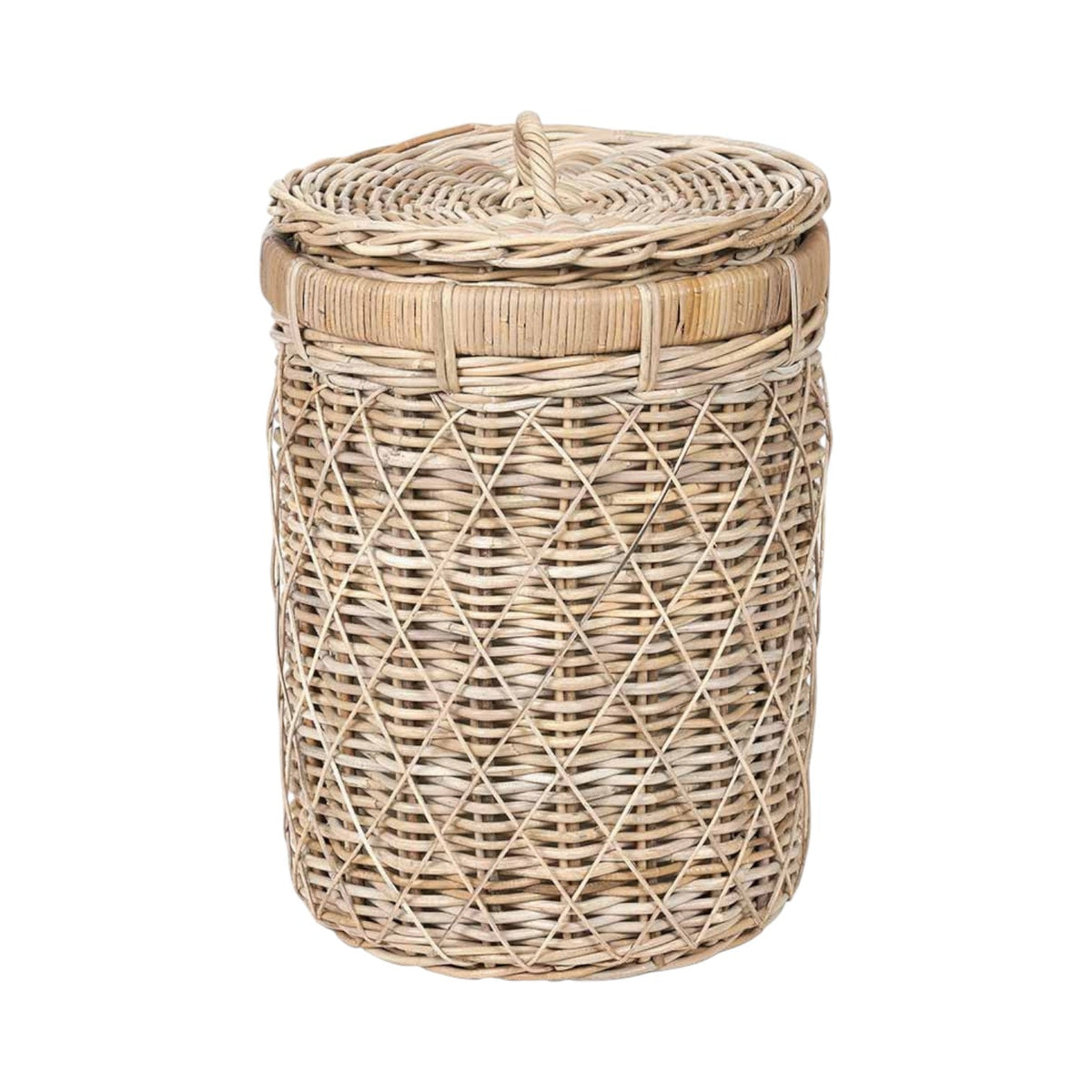 Brown Rattan Round Linen Basket