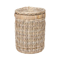 Brown Rattan Round Linen Basket