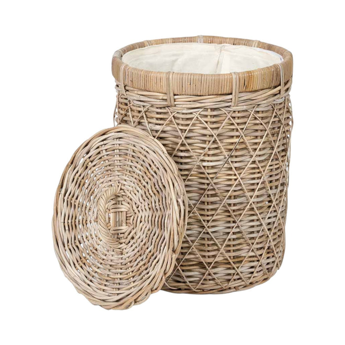 Brown Rattan Round Linen Basket