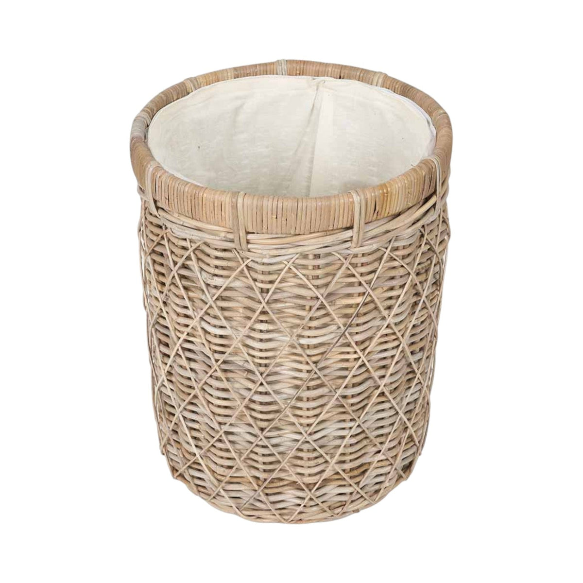 Brown Rattan Round Linen Basket