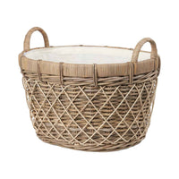 Brown Rattan Oval Handled Laundry Basket