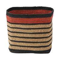 Seagrass Natural, Black and Terracotta Stripe Square Basket