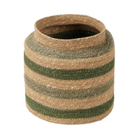 Seagrass Natural, Green and Sage Stripe Round Basket