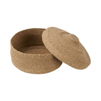 Seagrass Natural Lidded Round Basket
