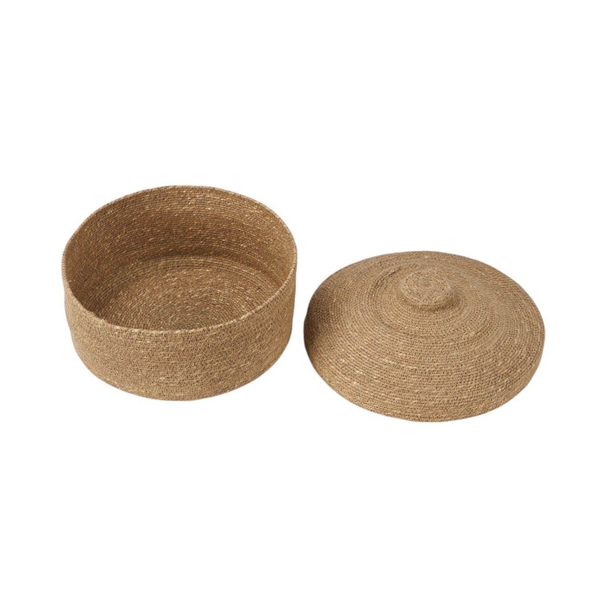Seagrass Natural Lidded Round Basket
