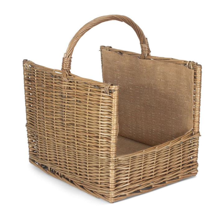 Red Hamper Antique Wash Open End Wicker Log Basket