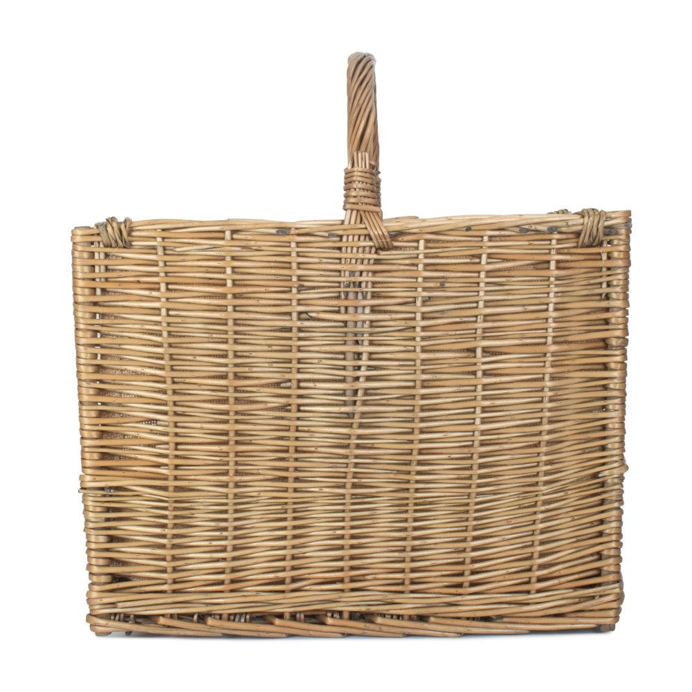 Red Hamper Antique Wash Open End Wicker Log Basket