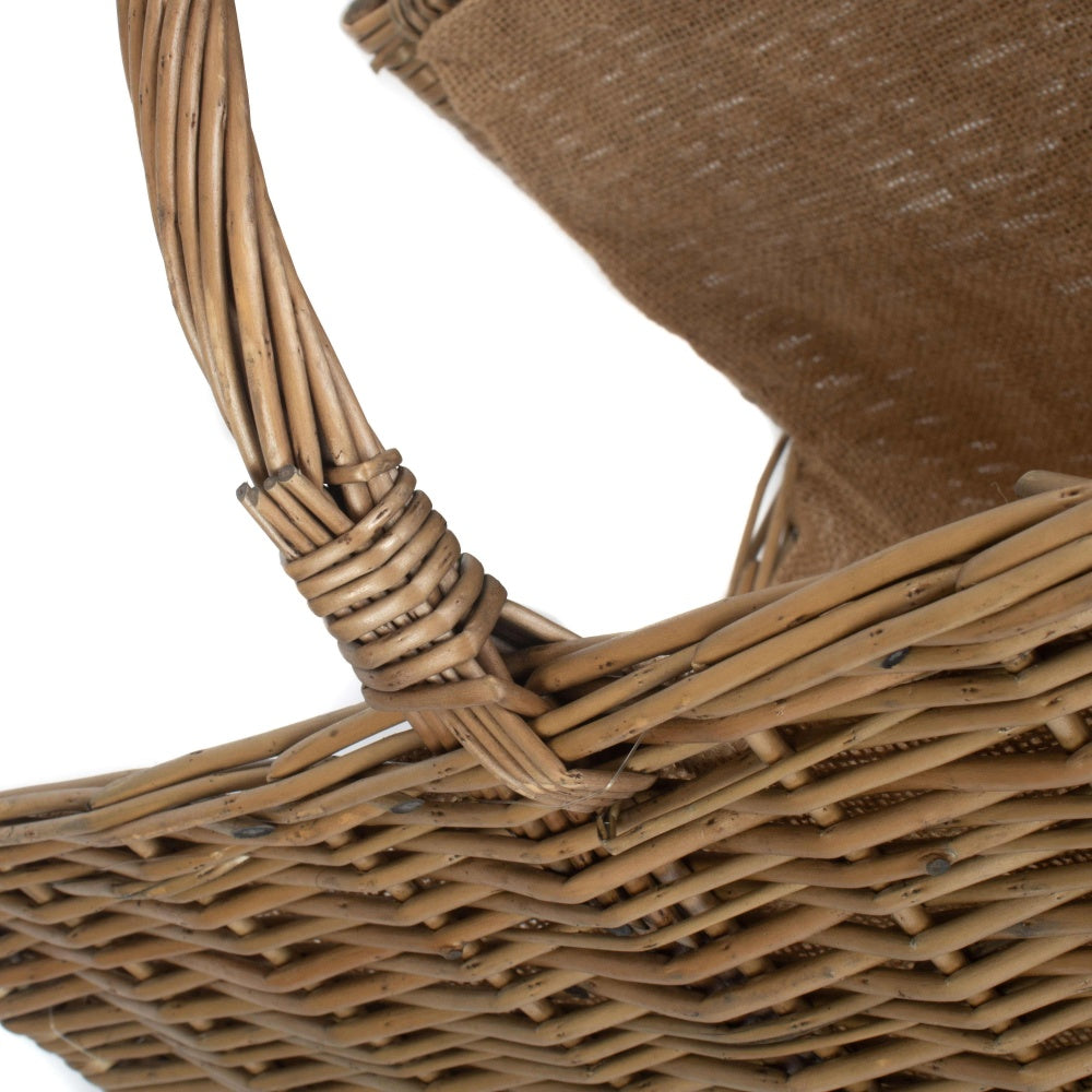Red Hamper Antique Wash Open End Wicker Log Basket