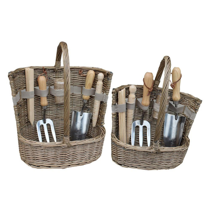 Red Hamper Antique Wash Deluxe Garden Tool Basket
