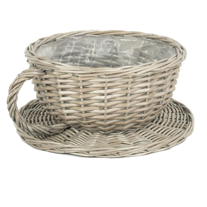 Red Hamper Antique Wash Tea Cup Wicker Basket