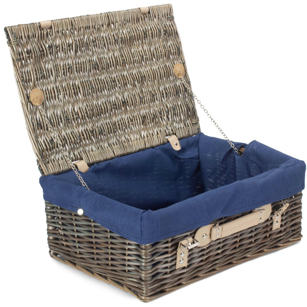 Red Hamper 46cm Antique Wash Wicker Picnic Basket with Cotton Lining