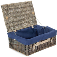 Red Hamper 46cm Antique Wash Wicker Picnic Basket with Cotton Lining