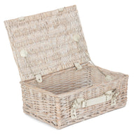 Red Hamper White Wash Empty Picnic Basket