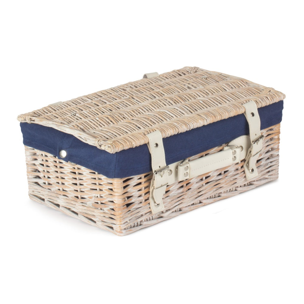 Red Hamper White Wash Empty Picnic Basket