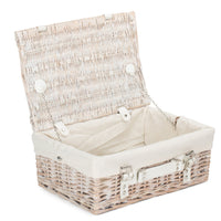 Red Hamper White Wash Empty Picnic Basket