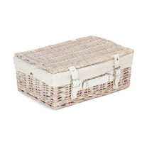 Red Hamper White Wash Empty Picnic Basket