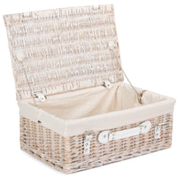 Red Hamper 45cm White Wash Empty Picnic Basket