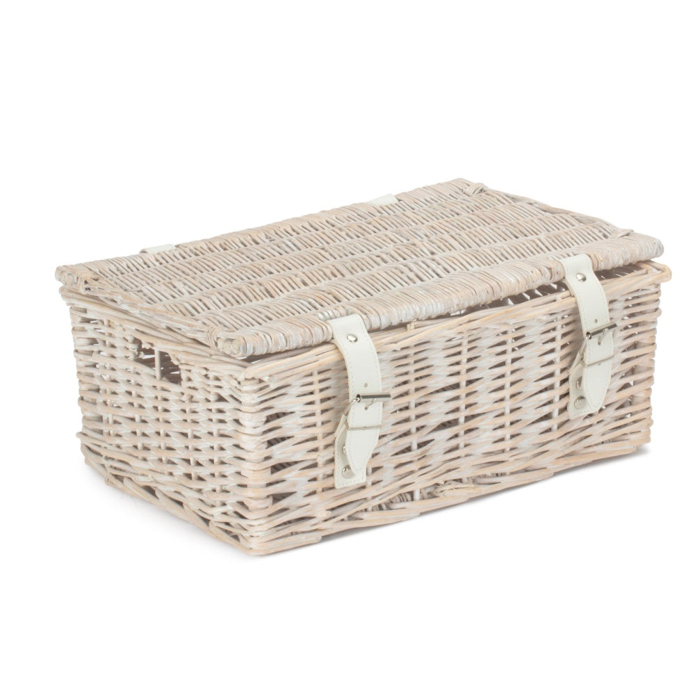 Red Hamper 35cm Empty Wicker Whitewash Picnic Basket