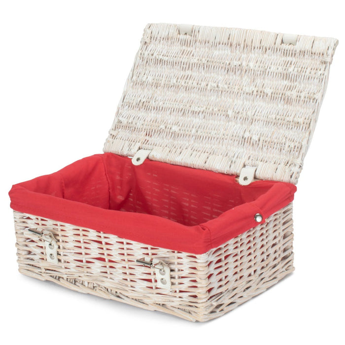 Red Hamper 35cm Empty Wicker Whitewash Picnic Basket