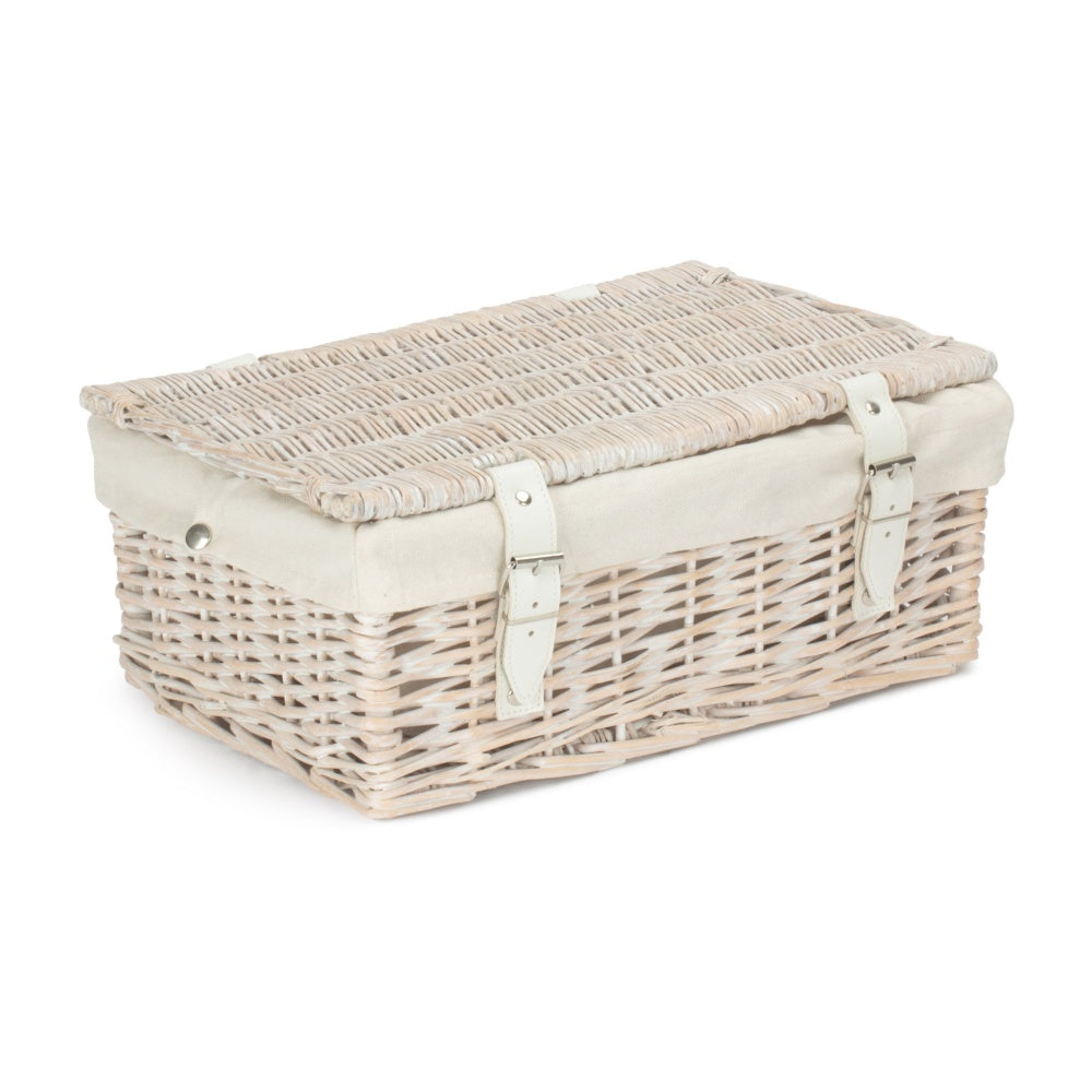 Red Hamper 35cm Empty Wicker Whitewash Picnic Basket
