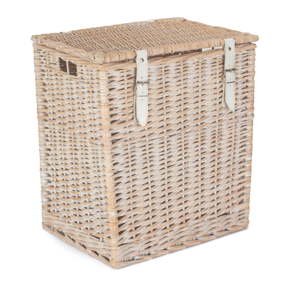 Red Hamper White Wash Vintner Storage Wicker Picnic Basket