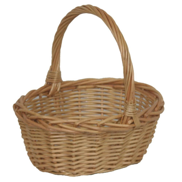 Red Hamper Mini Oval Buff Wicker Shopping Basket