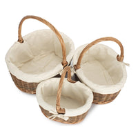 Red Hamper Oval Unpeeled Willow Shopping Basket With White Lining