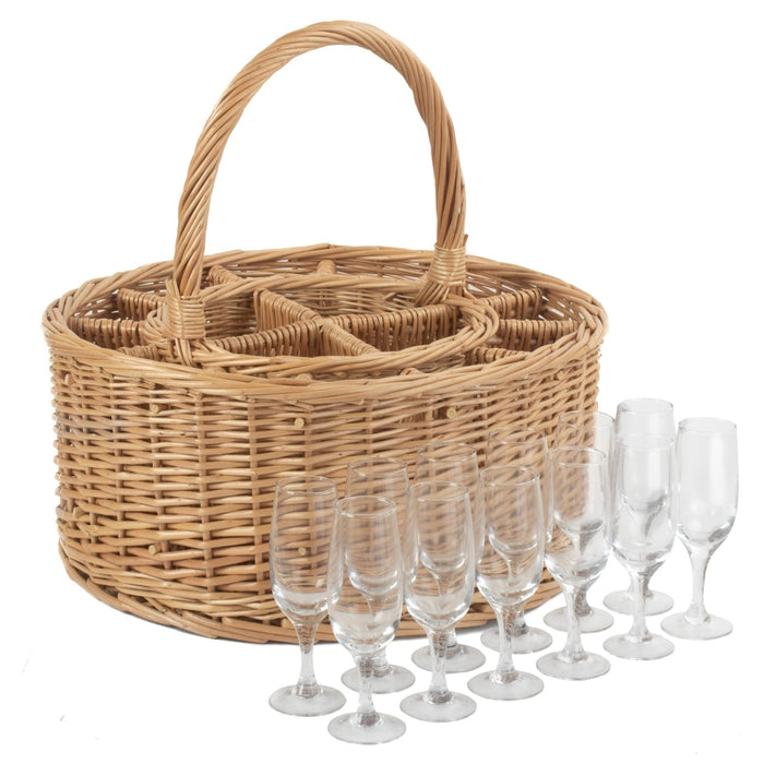 Red Hamper Garden Picnic Basket Complete with 12 Glasses