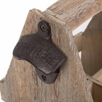 Red Hamper Oak Effect 4 Beer Bottle Carrier with Bottle Opener